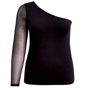 Torrid Foxy One Shoulder Mesh Sleeve Top, Size 3